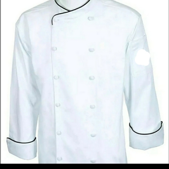 IRON CHEF COOKING JACKET, White w/Black Piping, - Picture 1 of 3